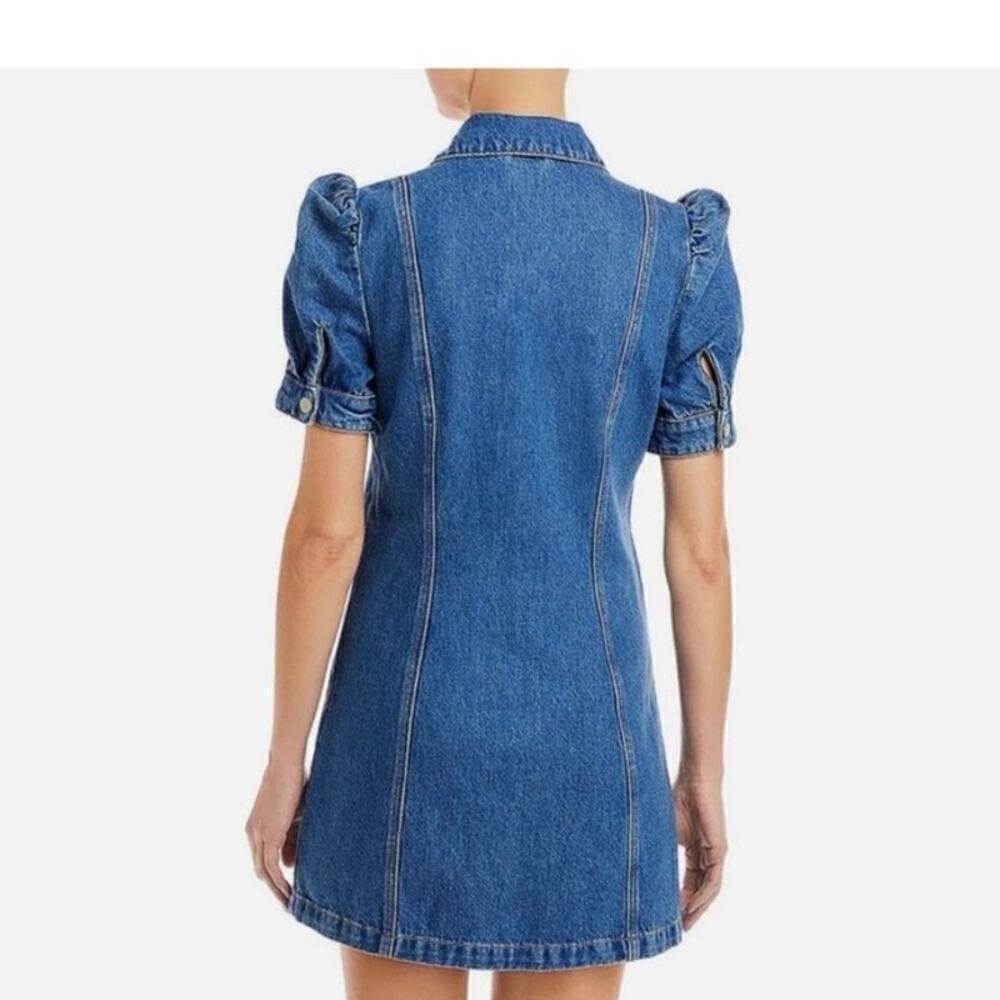 BLANK NYC NWT Walk In The Park Denim Puff Sleeve Mini Dress Size Large - Picture 2 of 13